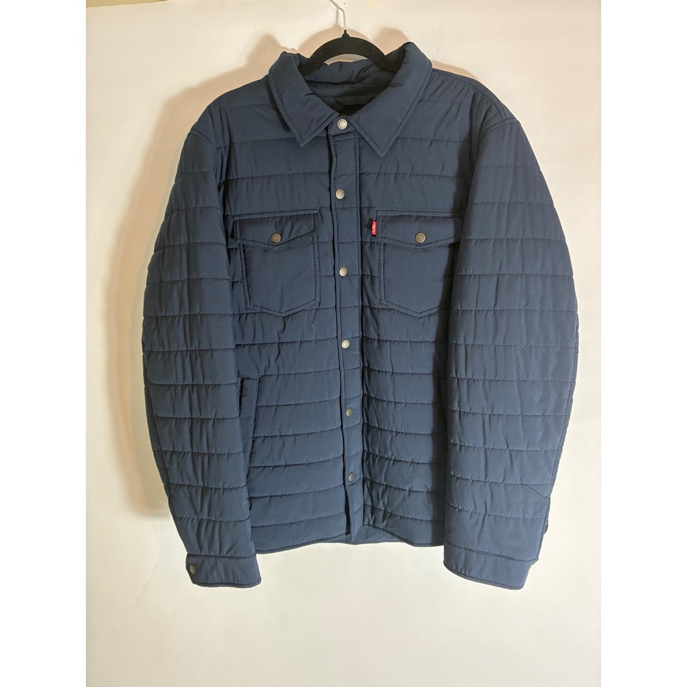 Levis Mens Navy Blue Quilted Puffer Shirt Jacket Utility Shacket XL